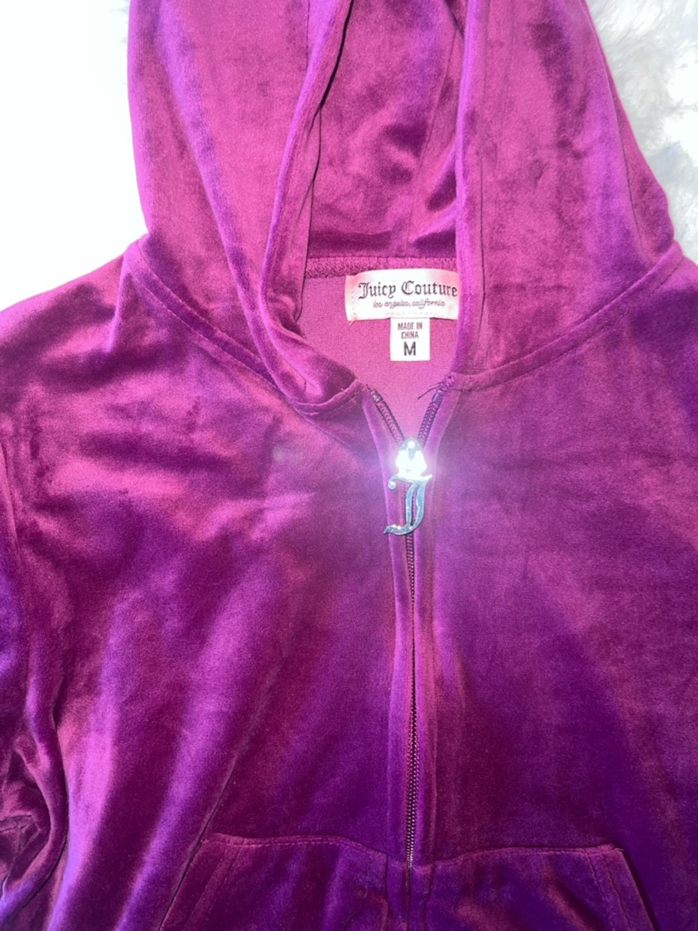 Medium Juicy Couture Purple Velour Crystal Logo Hoodie & Pants Set - Picture 6 of 6
